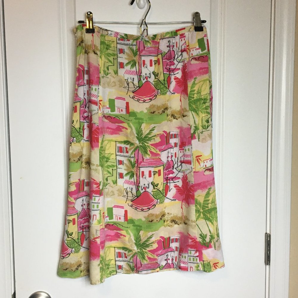 Requirements Tropical Print A-line Skirt Size 10 - Picture 3 of 7